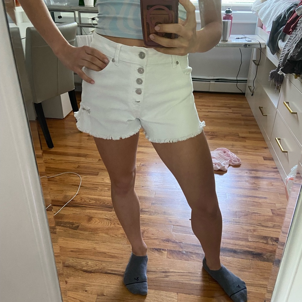 White Button-Fly Women's Shorts